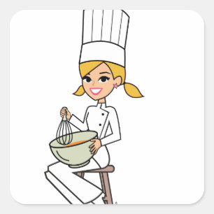 Unieke Meisje Chef Illustratie Vierkante Sticker