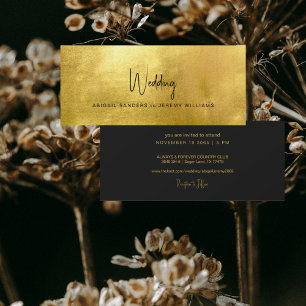 Unieke metallic goud & zwart bruiloft kaart