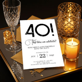 Unieke minimalist Bewaar de datum 40e verjaardag Kaart