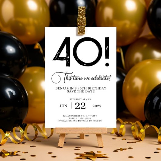 Unieke minimalist Bewaar de datum 40e verjaardag Kaart