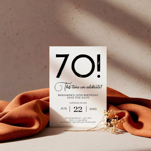 Unieke minimalist Bewaar de datum 70e verjaardag Kaart