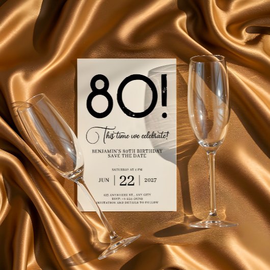 Unieke minimalist Bewaar de datum 80e verjaardag Kaart