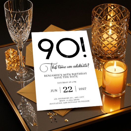 Unieke minimalist Bewaar de datum 90e verjaardag Kaart