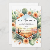 Unieke minimalistische cactus bruiloft save the date (Voorkant / Achterkant)