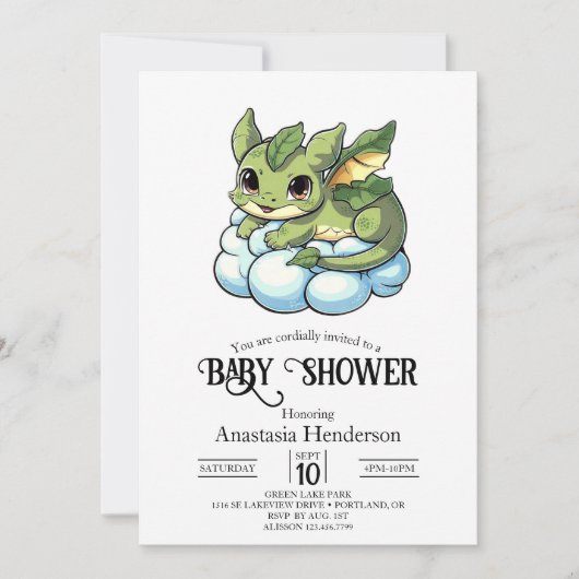 Unieke minimalistische digitale draak Baby shower Kaart (Voorkant)