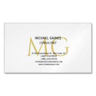 Unieke minimalistische effen gouden kleur Monogram Magnetisch Visitekaartje