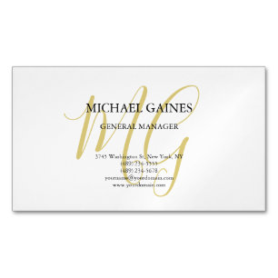 Unieke minimalistische effen gouden kleur Monogram Magnetisch Visitekaartje