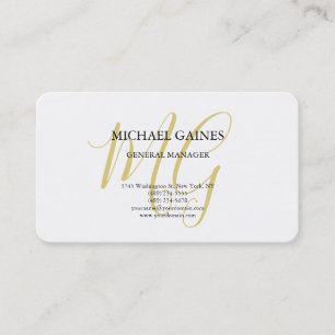 Unieke minimalistische effen gouden kleur Monogram Visitekaartje