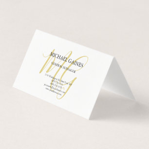 Unieke minimalistische effen gouden kleur Monogram Visitekaartjes