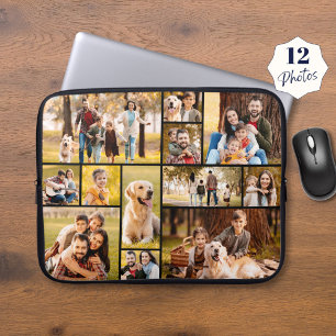Unieke minimalistische fotocollage van 12 laptop sleeve