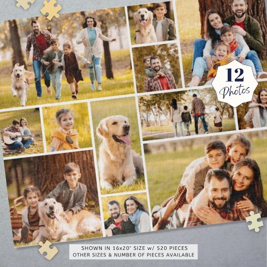 Unieke minimalistische fotocollage van 12 legpuzzel