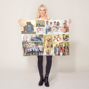 Unieke minimalistische fotocollage van 13 fleece deken