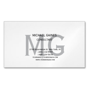 Unieke minimalistische Plain Grey Monogram Zwart W Magnetisch Visitekaartje