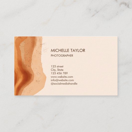 Unieke Modern Monogram Abstract Boho Terracotta Visitekaartje (Achterkant)