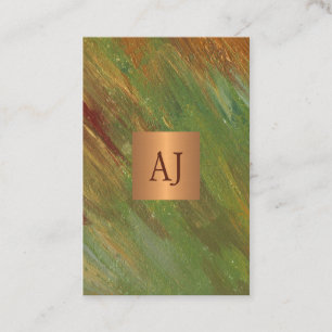 Unieke, moderne abstracte borstels gouden monogram visitekaartje