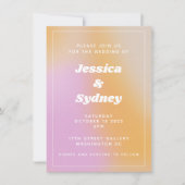 Unieke moderne Abstracte roze gradiënt bruiloft Kaart (Voorkant)