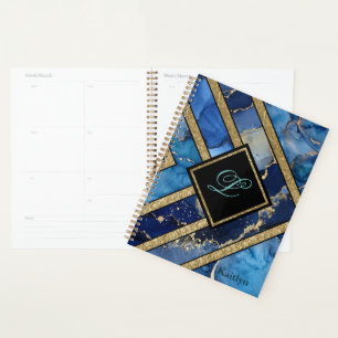 Unieke Moderne Blauwe Gouden Geometrisch Planner