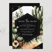 Unieke moderne cactus bruiloft save the date (Voorkant / Achterkant)