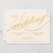 Unieke moderne Champagne en gouden bruiloft Kaart (Voorkant)