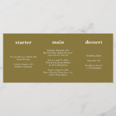 Unieke Moderne Gouden Olijf Horizontale Bruiloft Menu (Voorkant)