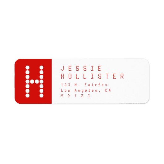 Unieke Moderne | Rood en wit retouradres Etiket (Voorkant)