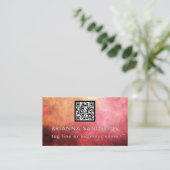 Unieke Moderne Roze Nevel QR-code Aangepast Visitekaartje (Staand voorkant)