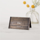 Unieke moderne rustieke houten trouwplaatskaart (Achterkant)