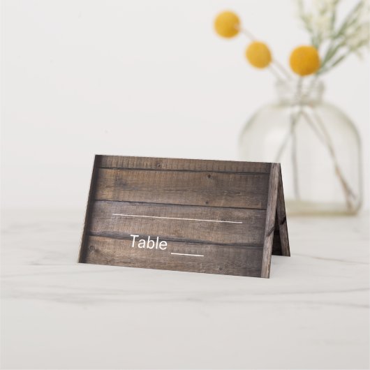 Unieke moderne rustieke houten trouwplaatskaart (Voorkant)