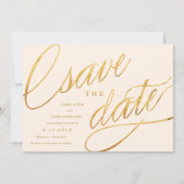 Unieke moderne 'save the dates' | Champagne & Goud Save The Date (Voorkant)