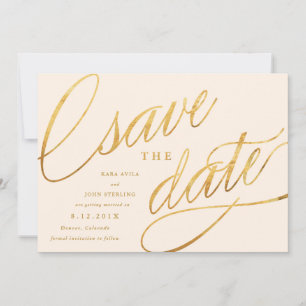 Unieke moderne 'Save the Dates'   Champagne & Goud Save The Date