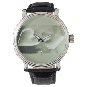 Unieke moderne waterverf twee zilveren hartjes horloge
