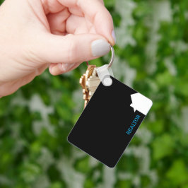 Unieke moderne zwarte makelaar voor onroerend goed sleutelhanger