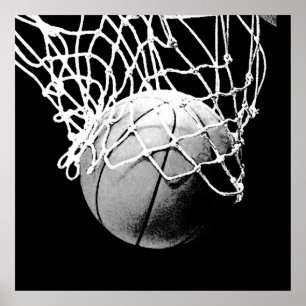 Unieke, moderne zwarte witte Basketball Print Post
