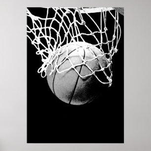 Unieke, moderne zwarte witte Basketball Print Post
