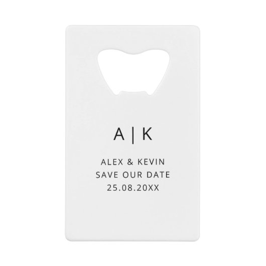 Unieke monogram foto Sla de datum op Kredietkaart Flessenopener (Voorkant)