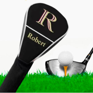 Unieke monogram naam zwart golfheadcover