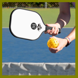 Unieke monogram naam zwart wit pickleball paddle