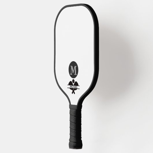 Unieke monogram naam zwart wit pickleball paddle (Links)