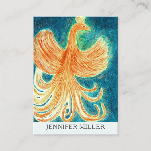 Unieke Mythische Phoenix Bird Rising Waterverf Visitekaartje (Voorkant)