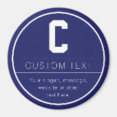 Unieke naam & Monogram Sjabloon | Marine Blauw Magneet (Voorkant)