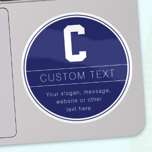Unieke naam & Monogram Sjabloon Marine Blauw Sticker