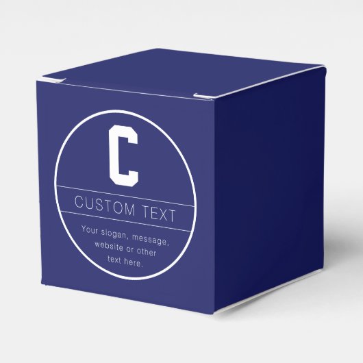 Unieke naam & monogram sjabloon | Marineblauw Bedankdoosjes (Voorkant Zijde)