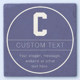 Unieke naam & monogram sjabloon | Marineblauw Stenen Onderzetter