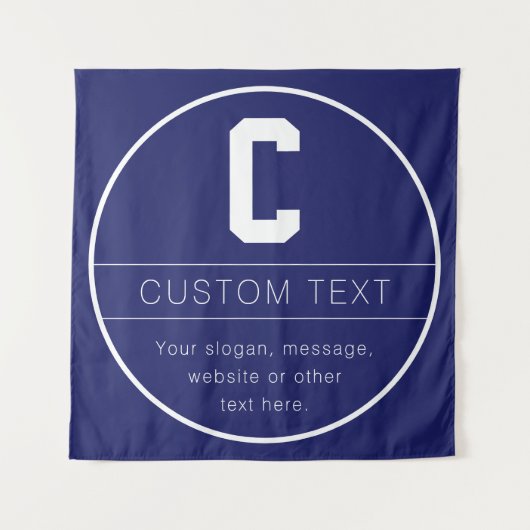 Unieke naam & monogram sjabloon | Marineblauw Wandkleed (Voorkant)