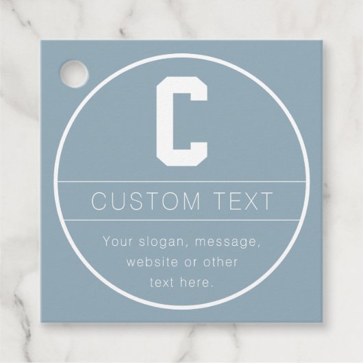 Unieke naam & monogram sjabloon | Stofblauw Bedankjes Labels (Voorkant)