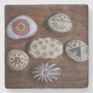 Unieke Native American Folk Symbolen Stenen Onderzetter