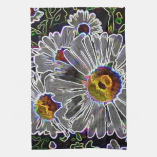 Unieke Neon Daisies Theedoek