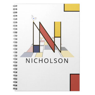 Unieke neoplasticisme stijl monogram. Letter N Notitieboek