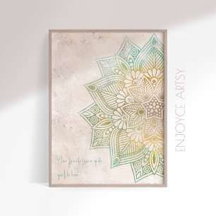 Unieke neutrale toon gouden mandala indische muur poster