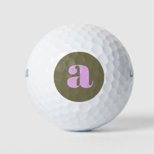 Unieke Olijf- en Lila Krachtige Retro Monogram Eer Golfballen